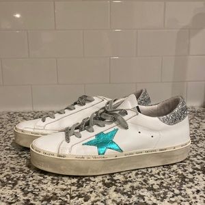 Brand golden goose colors silver blue white size 8.5